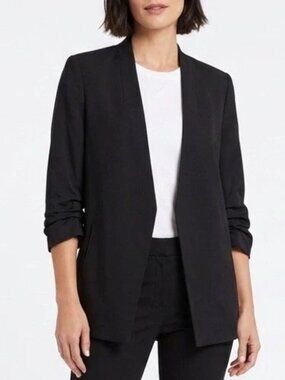 Aritzia Babaton Black 3/4 Ruched Sleeve Blazer, Size: 2